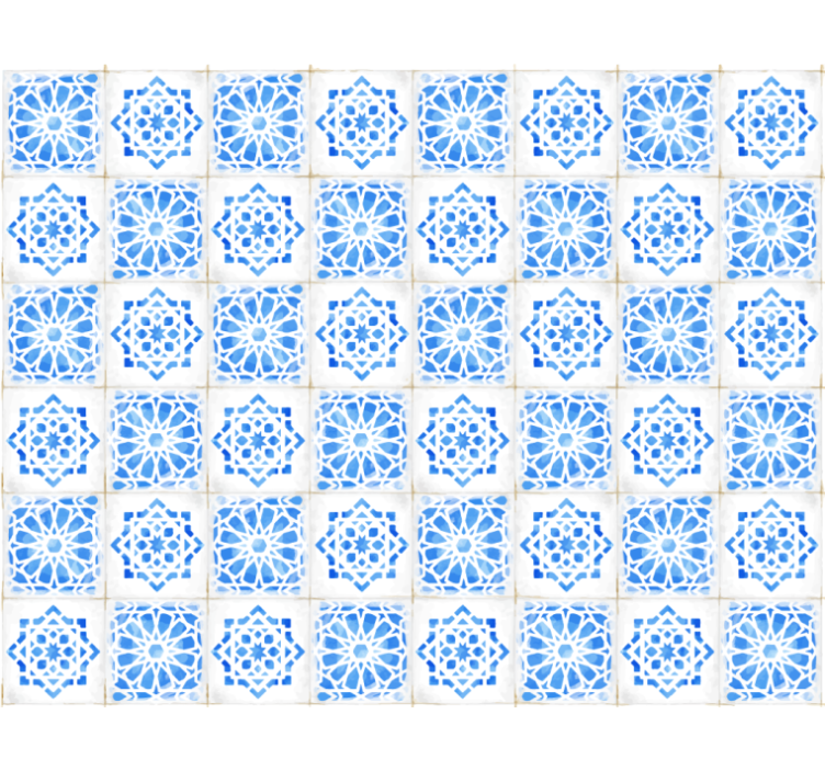 Blå rullegardin med indviklede blå mønstre - TenStickers