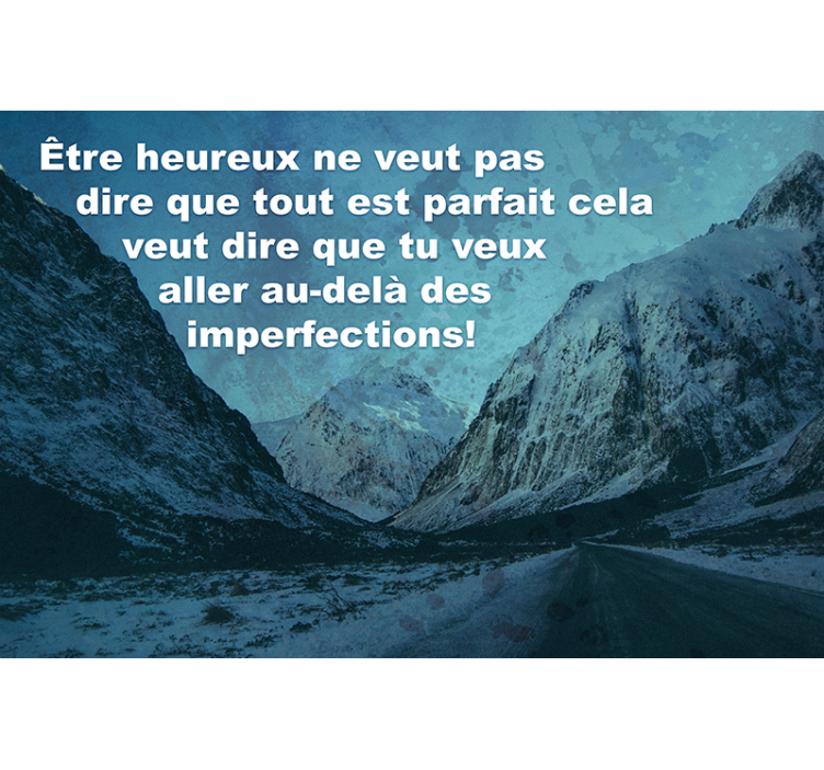 Blå rullegardin tom vej og bjerge med sne - TenStickers