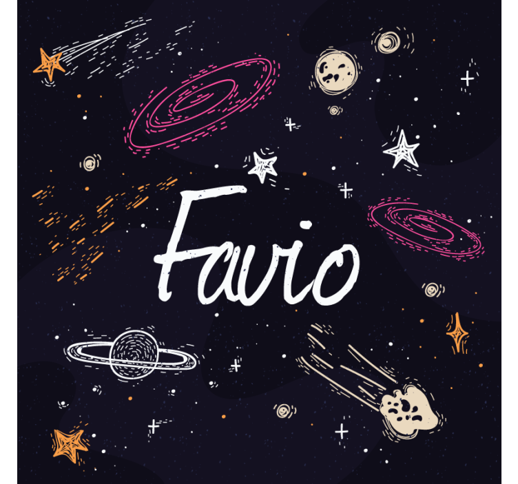 Blå rullegardin med tilpasset navn galaxy - TenStickers