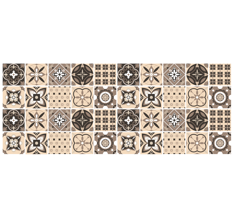 Beige rullegardin med geometrisk flisemønster - TenStickers