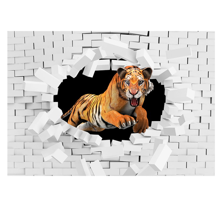 Hvid rullegardin 3d tiger - TenStickers