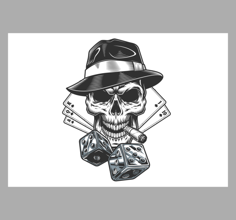 Hvid rullegardin med terninger og kranium - TenStickers