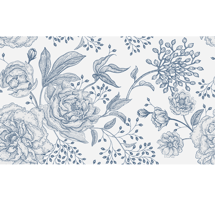 Hvid rullegardin med retro stil blomsterdesign - TenStickers