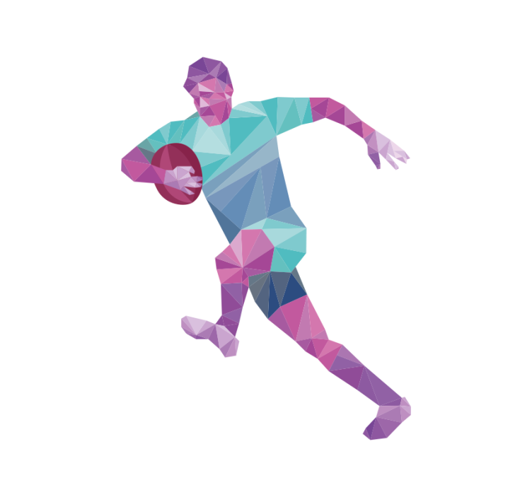Geometrisk rugbyspiller sports rullegardiner - TenStickers