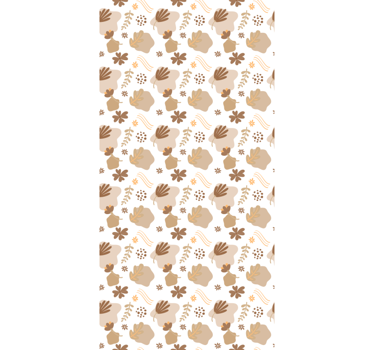 økologisk beige mønster Blomster og planter på rullegardin - TenStickers