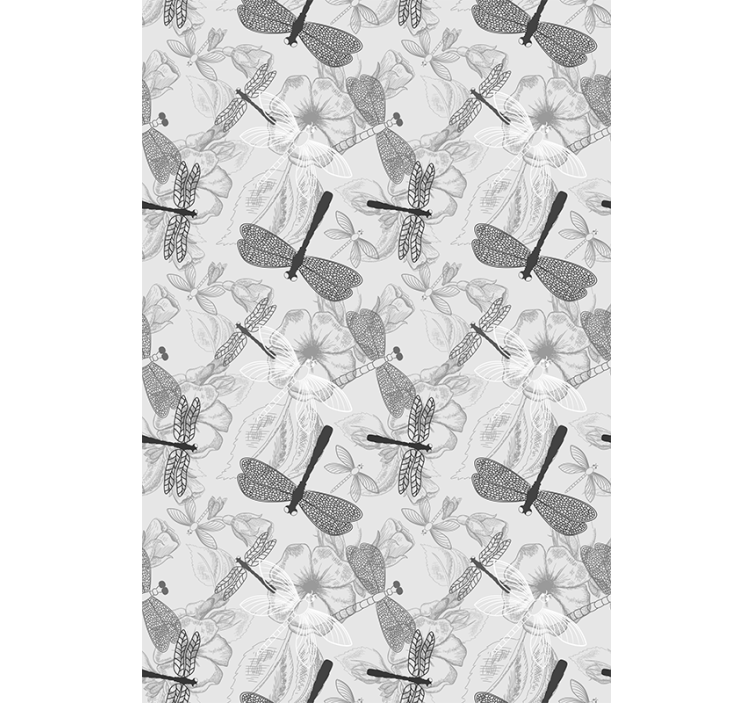 Blomster og planter på rullegardin med guldsmede - TenStickers