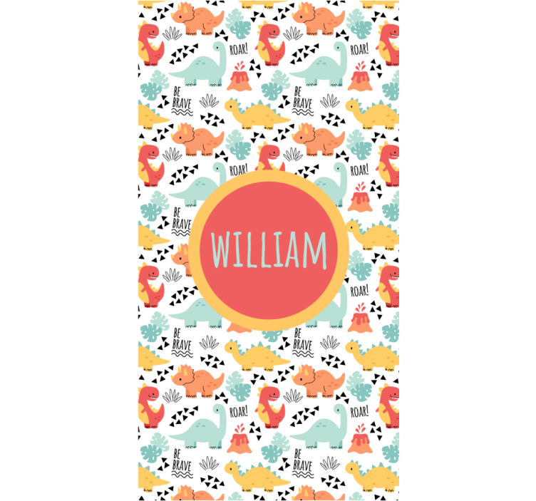 Farverige dinosaurer med navn børns rullegardin - TenStickers