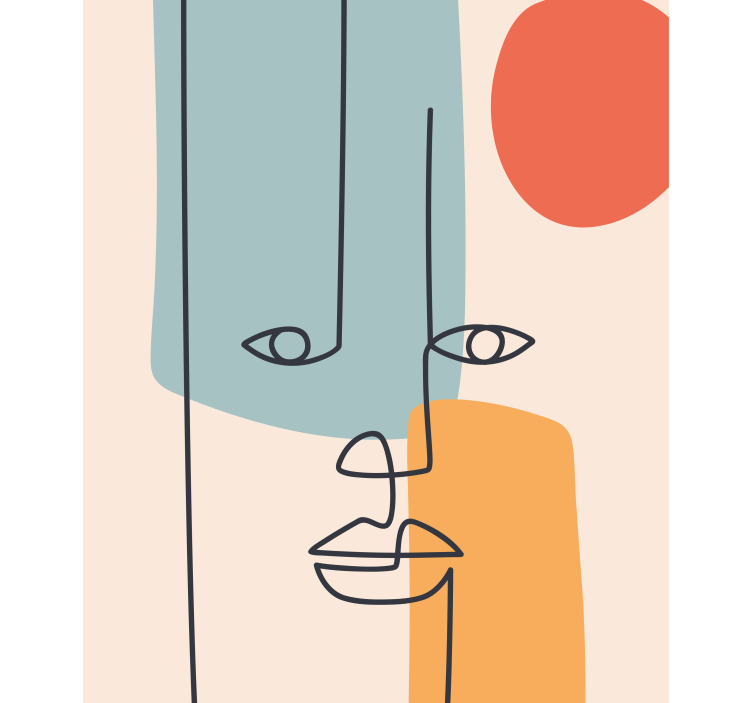 Kunstnerisk tegnet ansigtsRullegardinmaleri - TenStickers