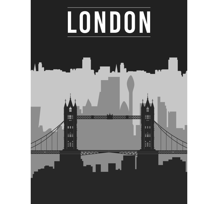 Sort og grå london skyline rullgardin maleri - TenStickers