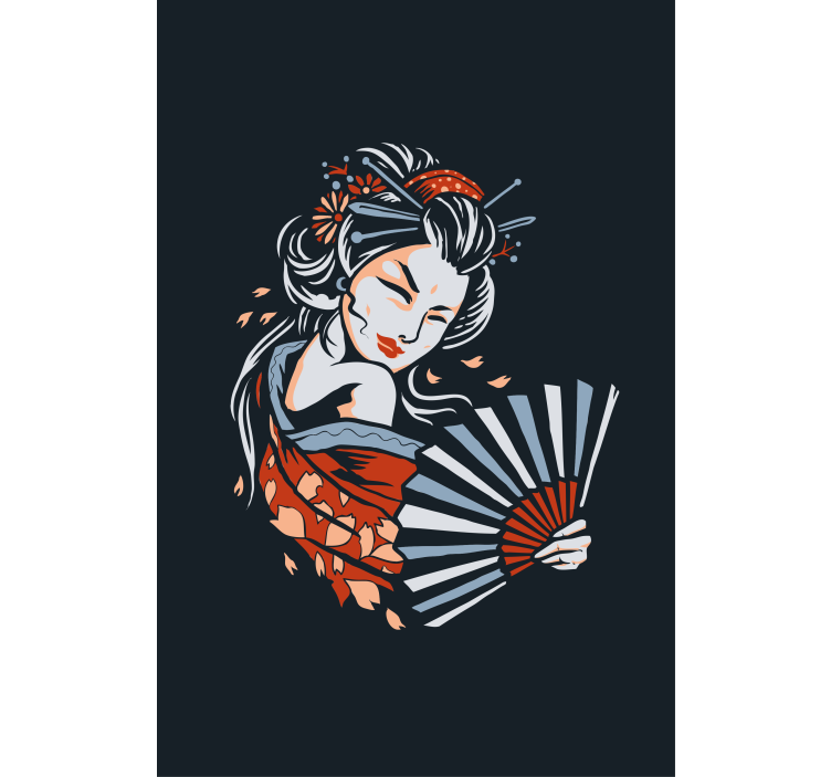 Kunstnerisk japansk geisha original rullegardin - TenStickers