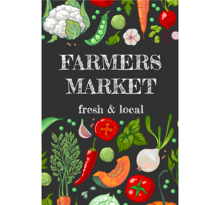 Landmændene markedsfører frugt og grøntsager rullgardin - TenStickers