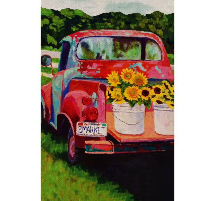 Vintage lastbil buket rullegardiner med blomster - TenStickers