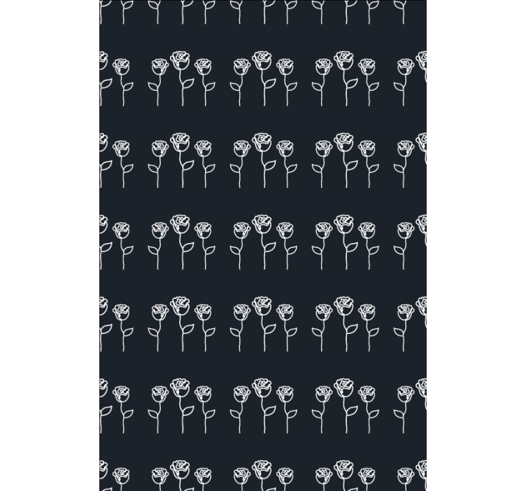 Sort og hvid rose mønster Blomster og planter på rullegardin - TenStickers