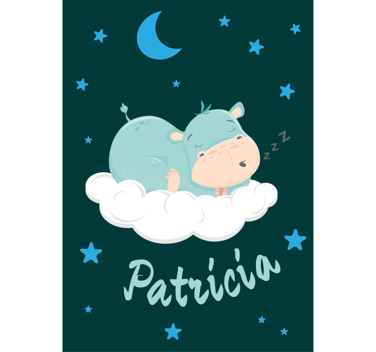 Flodhestdrøm med navn rullegardiner til baby værelse - TenStickers