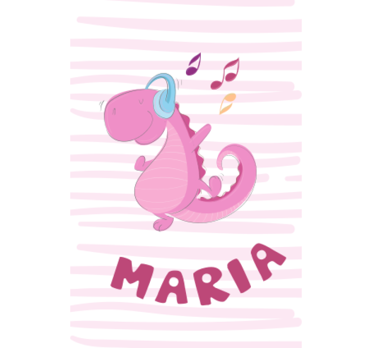 Sød dinosaur med navn rullegardin med dinosaurus - TenStickers