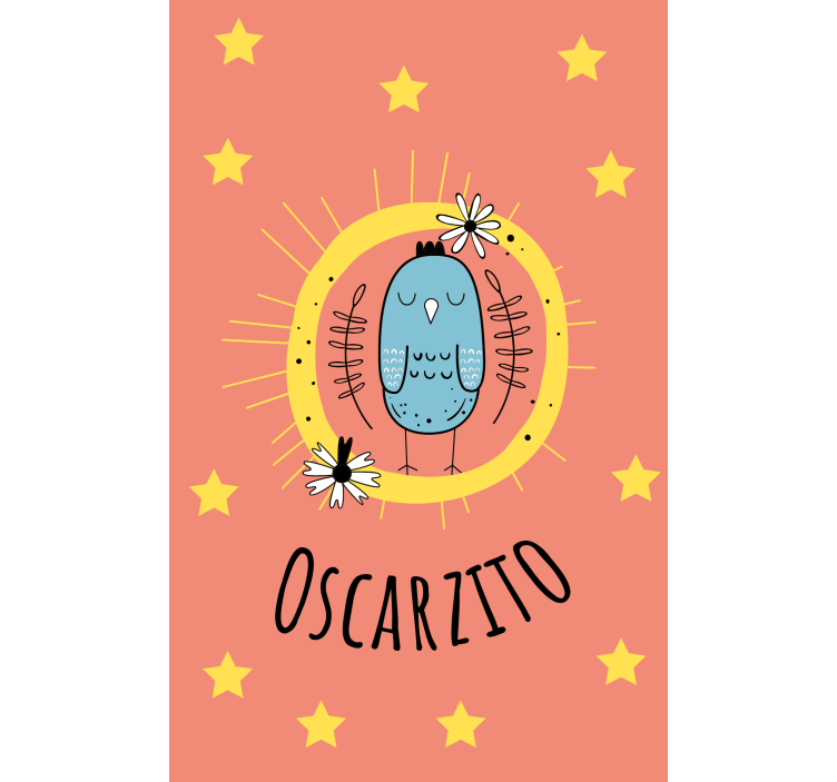 Blå fugl med navn mørklægningsgardiner børn - TenStickers