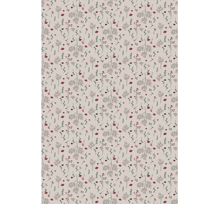 Enkelt rødt mønster af blomster og planteRullegardiner - TenStickers