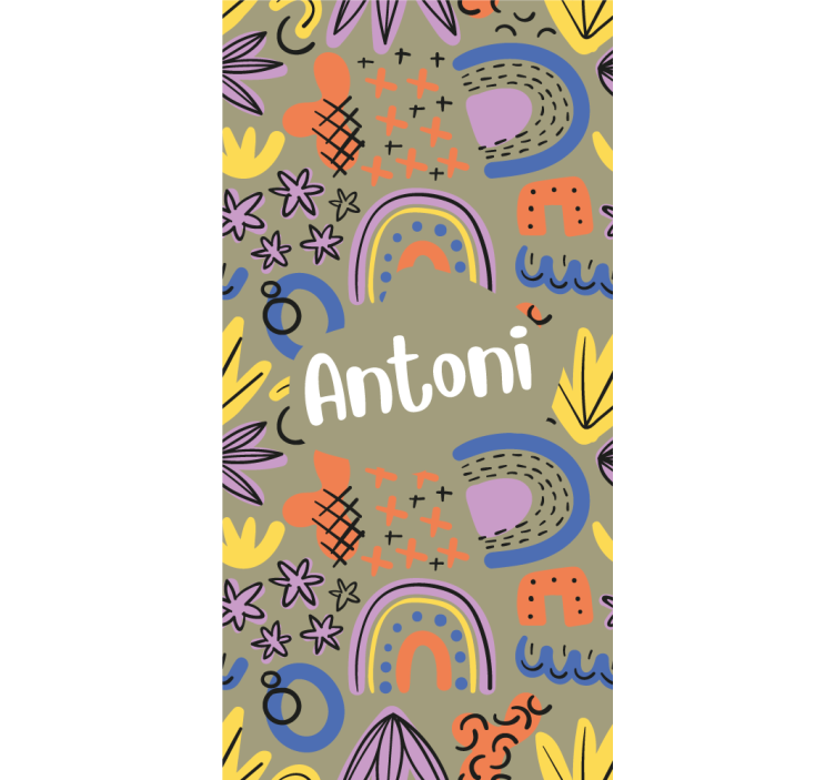 Geometriske regnbuer med navn mørklægningsgardiner børn - TenStickers