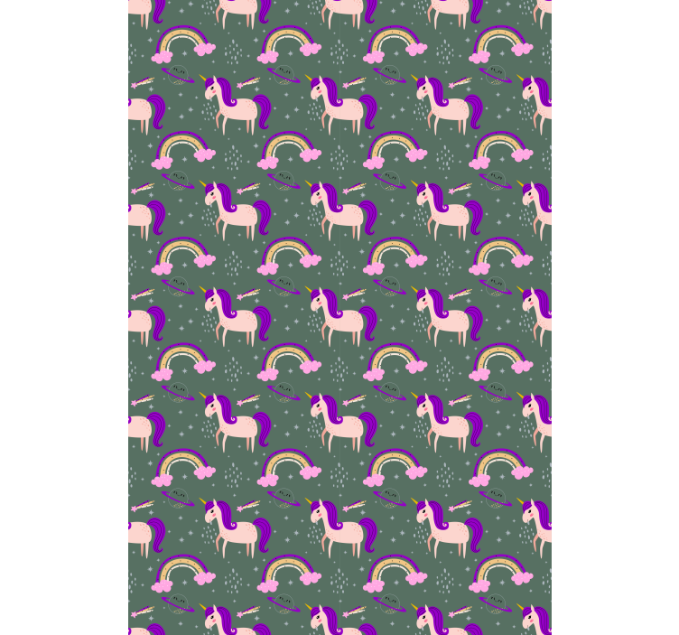 Kunstneriske enhjørninger over green rullgardin -maleri - TenStickers
