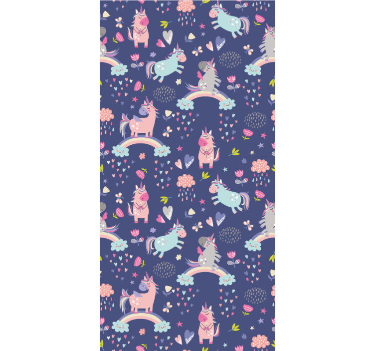 Farverige enhjørninger med regnbuemønster - TenStickers