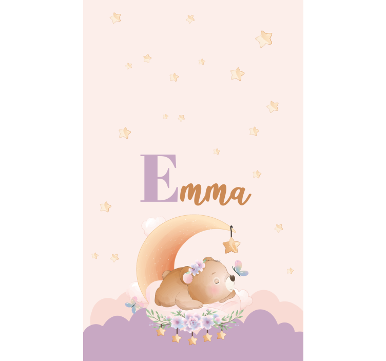 Sovende bjørn med navn mørklægningsgardiner børn - TenStickers