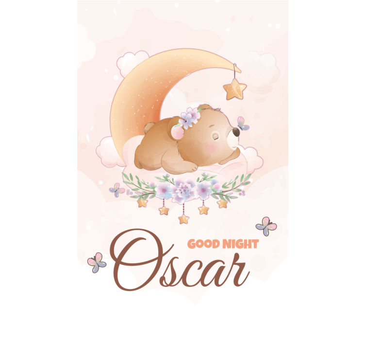 Sød bjørn til dreng med navn planteskole rullgardin - TenStickers