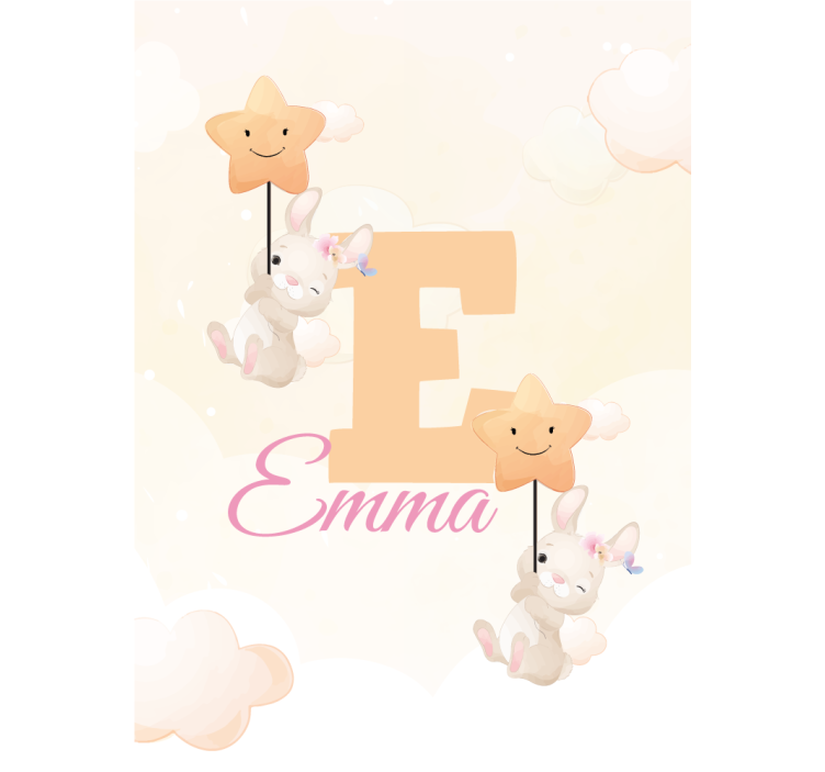 Kaniner med stjerner med navn mørklægningsgardiner børn - TenStickers