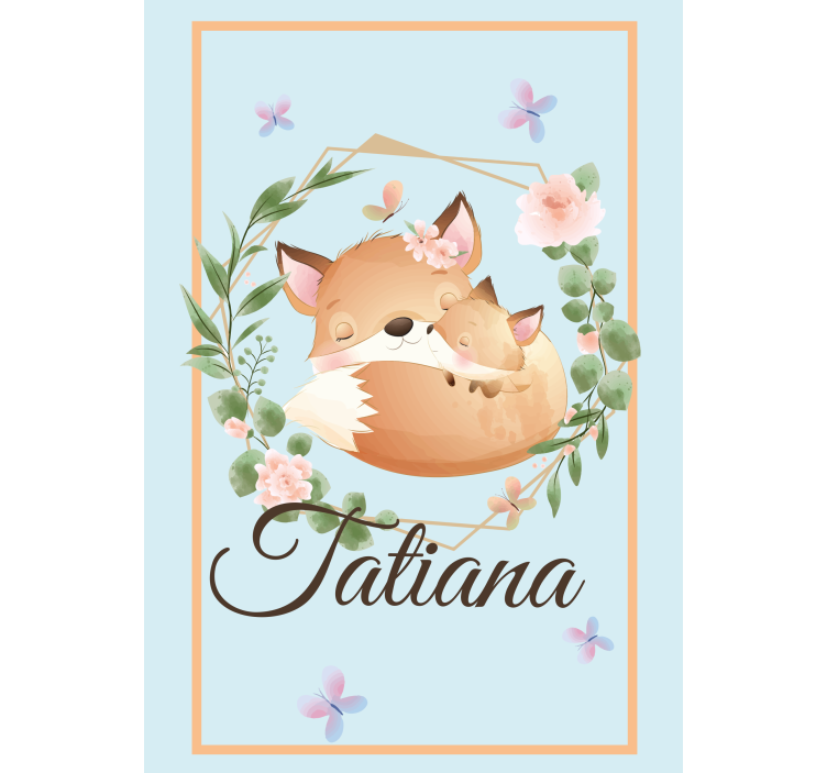 Rævefamilie med navn mørklægningsgardiner børn - TenStickers