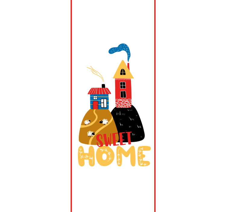 Charmerende hus illustration rullegardin med tekst - TenStickers