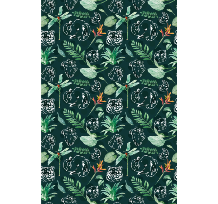 Dyreskitse blomstret dyr på rullegardiner - TenStickers