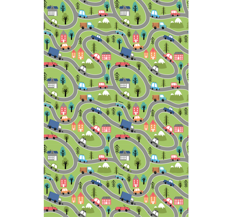 Farverige køretøjsveje mørklægningsgardiner børn - TenStickers