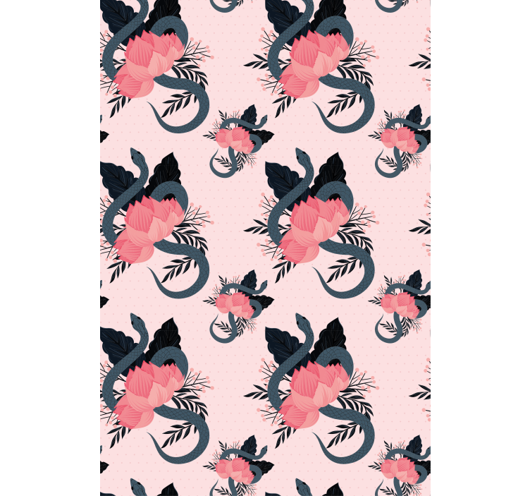 Blomster og planter på rullegardin med slange-design - TenStickers