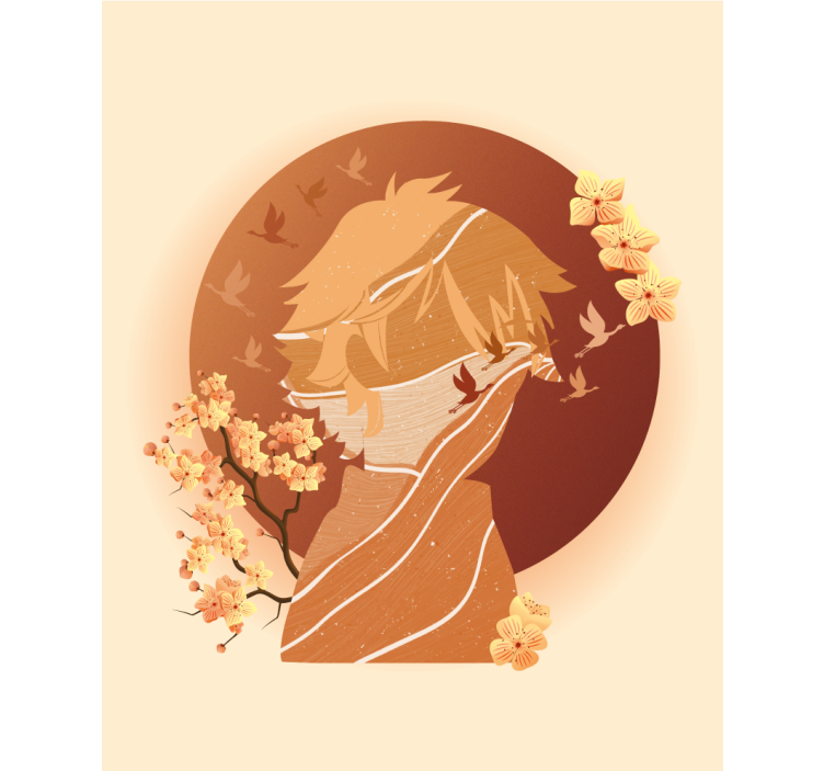 Asiatisk natur silhuet rullegardiner med tegninger - TenStickers