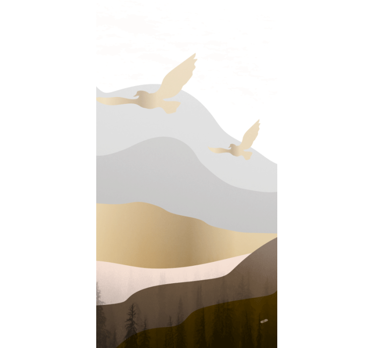 Gyldne fugle i tågen rullegardiner med tegninger - TenStickers