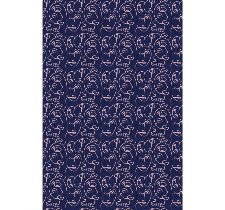 Abstrakt blå tegnede kvinder mønstrede rullegardiner - TenStickers