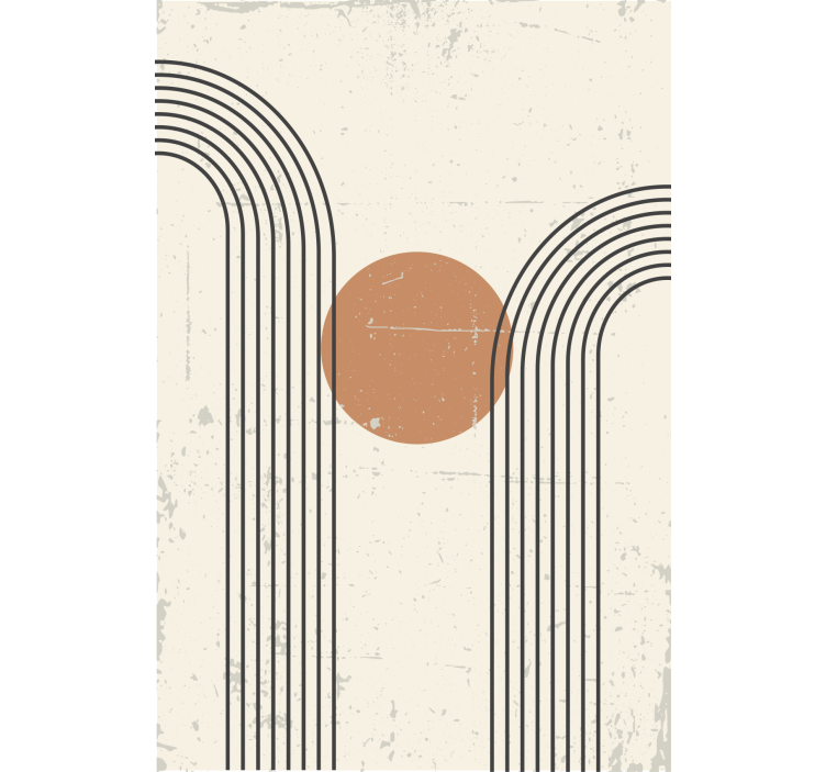 Abstrakt halvbue brune rullegardiner - TenStickers