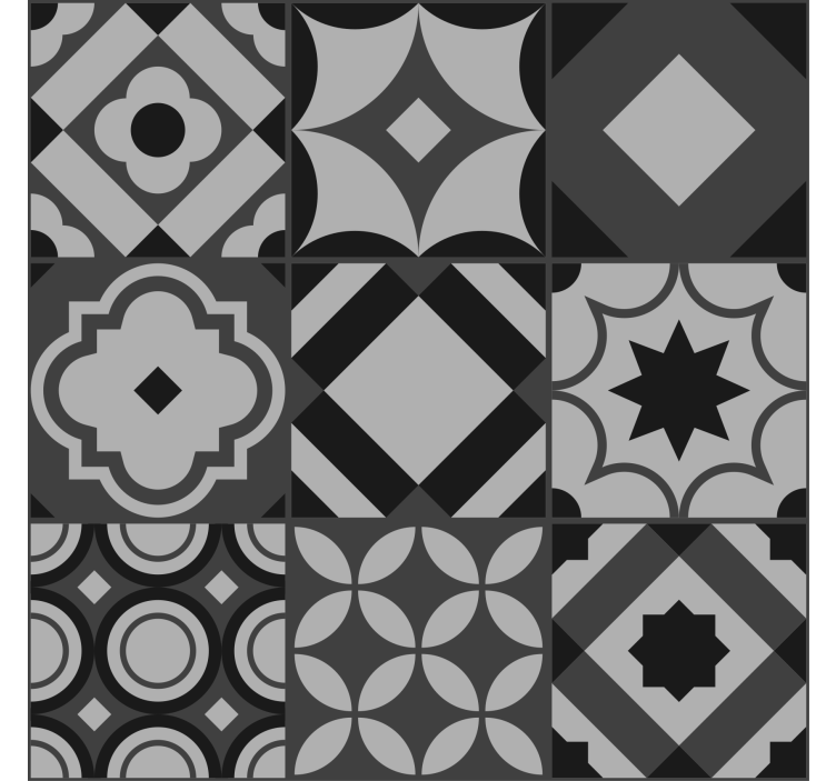 Sorte fliser rullegardiner til køkken - TenStickers