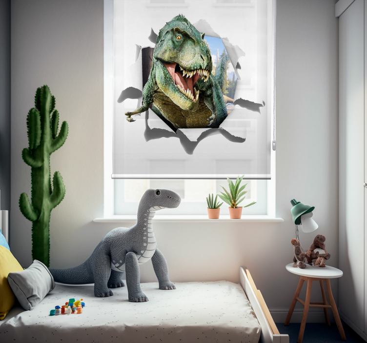 3D angry t-rex rullegardin til børn - TenStickers