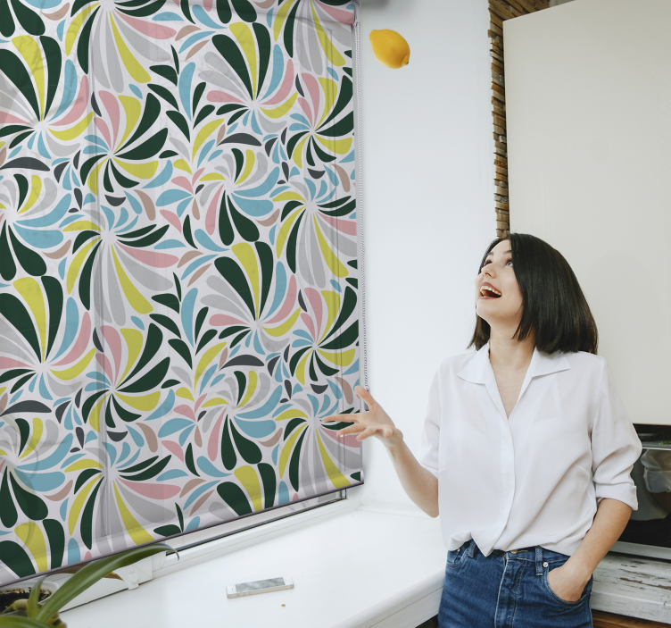 Stilfuldt blomstermønster Blomster og planter på rullegardin - TenStickers