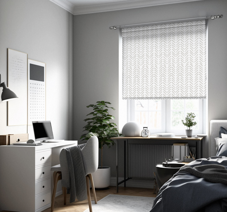 Grå abstrakte linjer zig zag nordic rullgardin - TenStickers