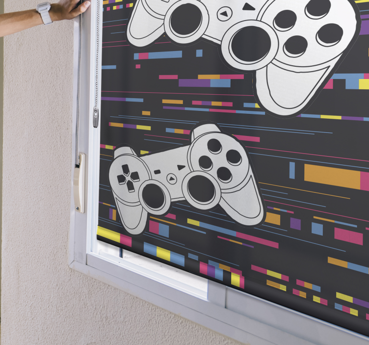 Flerfarvet kontroller nørd rullegardin - TenStickers