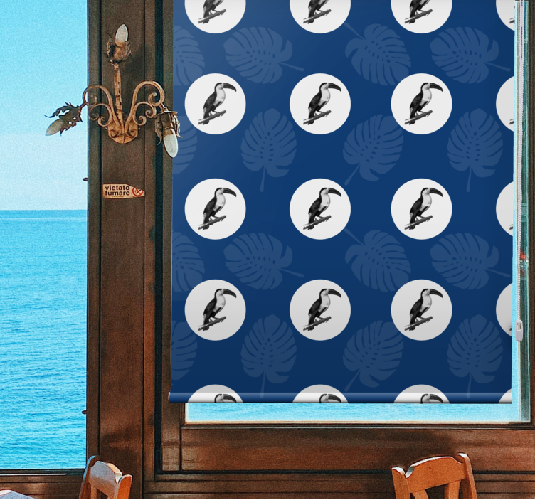 Afrikansk stil blå fugl design dyre rullgardin - TenStickers