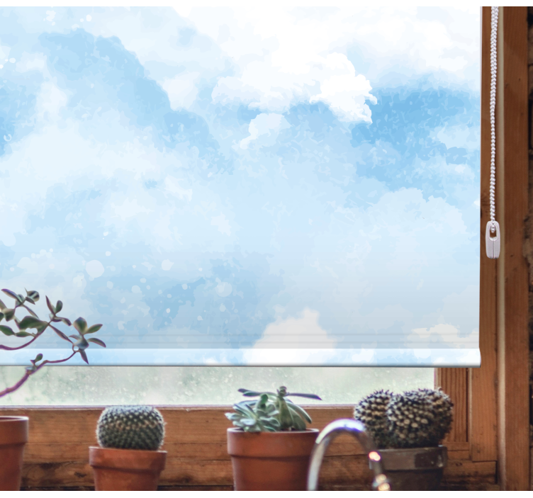 Akvarel skyer soveværelse rullgardin - TenStickers