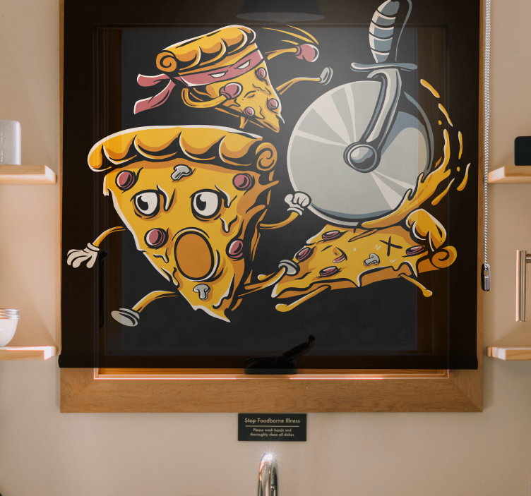 Animerede pizza skiver sjove rullegardiner - TenStickers