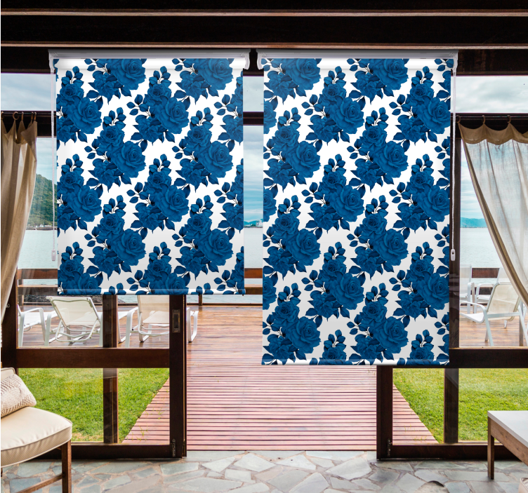 Azurblå blomst motiv Blomster og planter på rullegardin - TenStickers