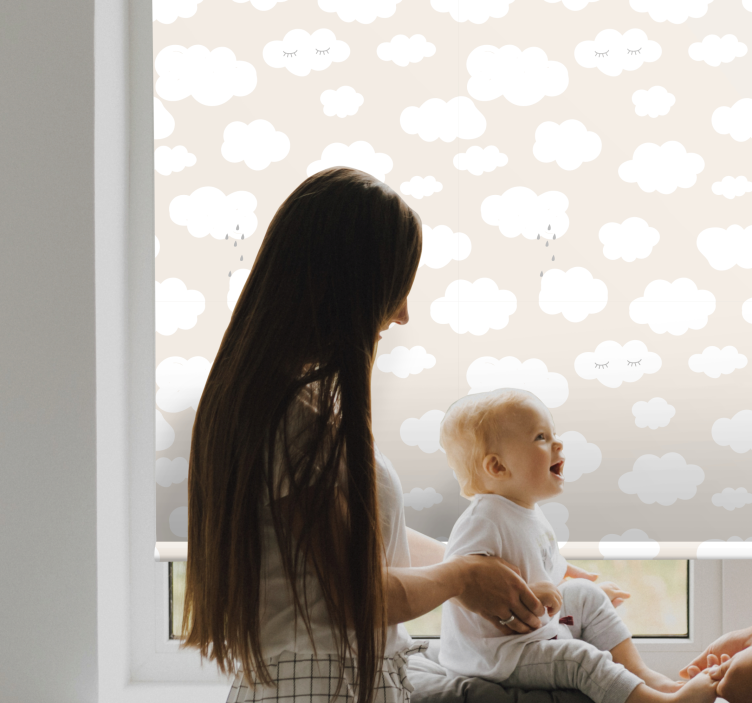 Beige baggrund med grædende skyRullegardin - TenStickers