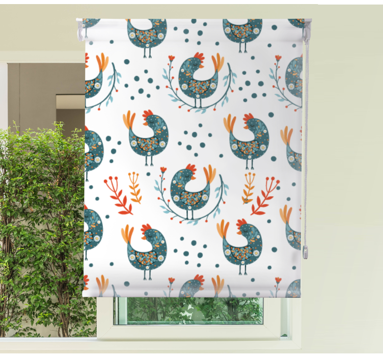 Blå fjeragtig kylling dyr på rullegardiner - TenStickers