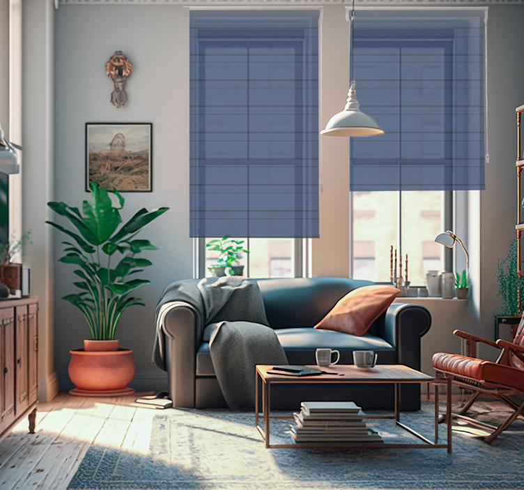 Blå striber rullegardiner stue - TenStickers