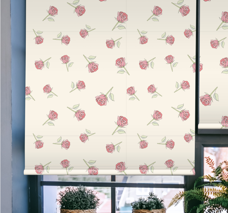 Blidt rose motiv Blomster og planter på rullegardin - TenStickers