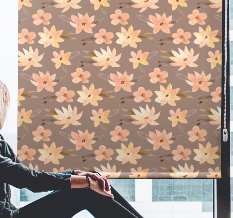 Blødt blomstermønster Blomster og planter på rullegardin - TenStickers